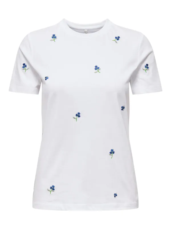 Only Onlketty T-Skjorte Blå Blomster