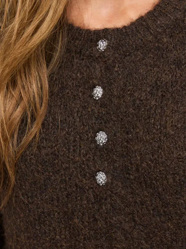 Vila Vibows Strikket Cardigan 3/4 Ermer Brun