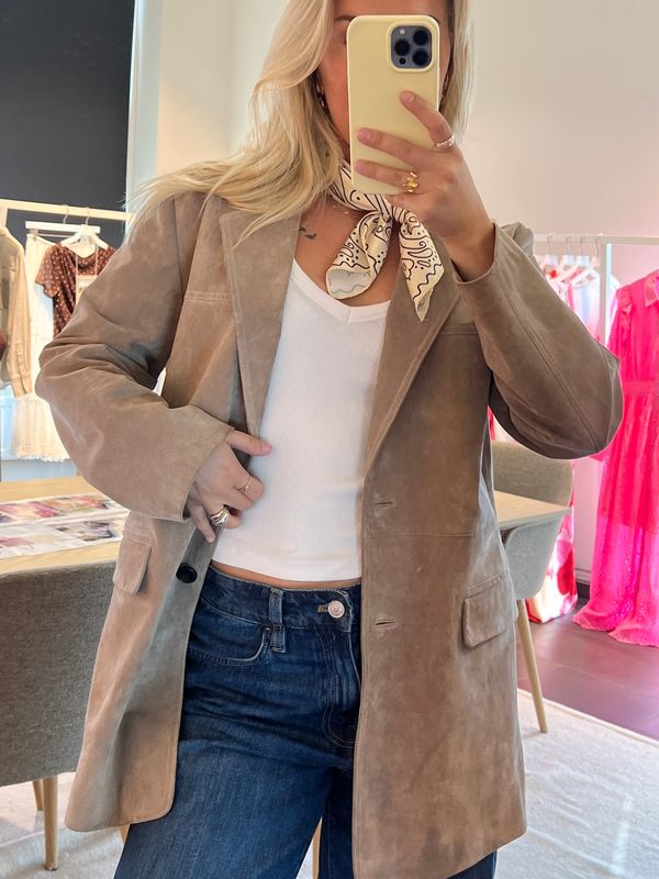 Vero Moda Vmpernille Semsket Ekte Skinnblazer Beige