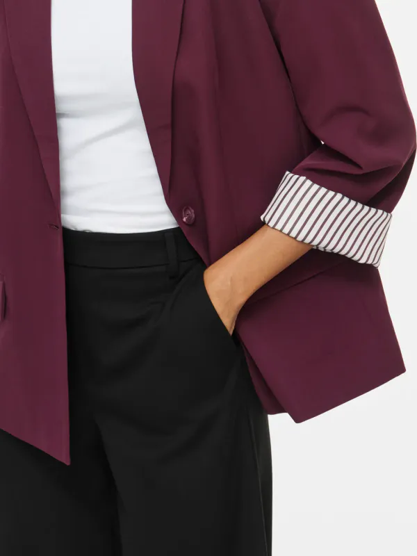 Vila Vibonnie Blazer Stripete Oppbrett Burgunder