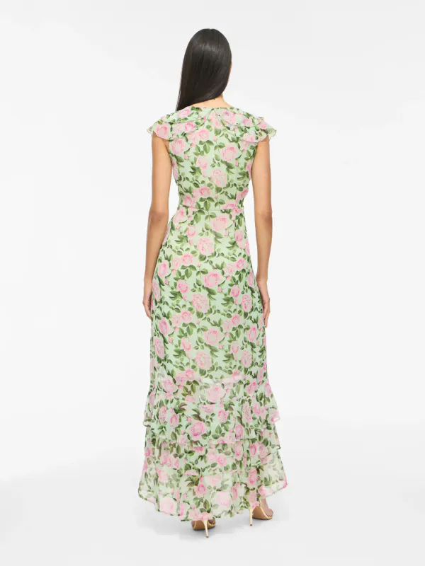 Vila Vimarigold V-Neck Maxi Kjole Mint Roses