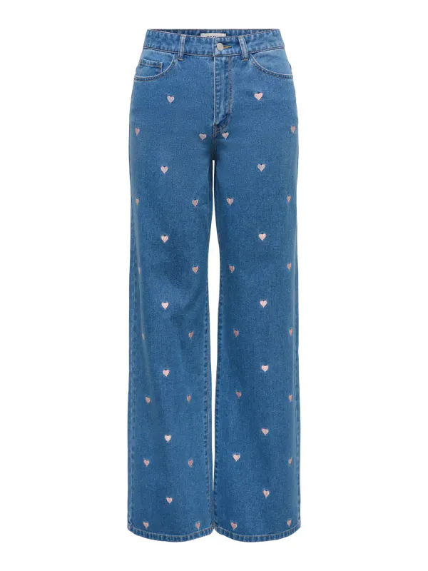 Only Onlvega Wide Jeans Hjerter 30