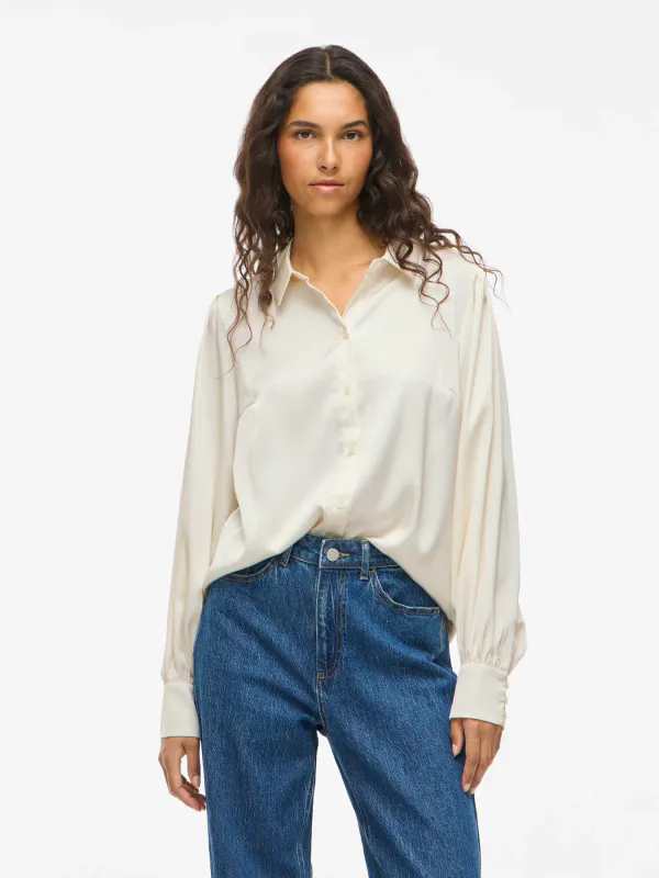 Vila Vienna Sateng Bluse Offwhite
