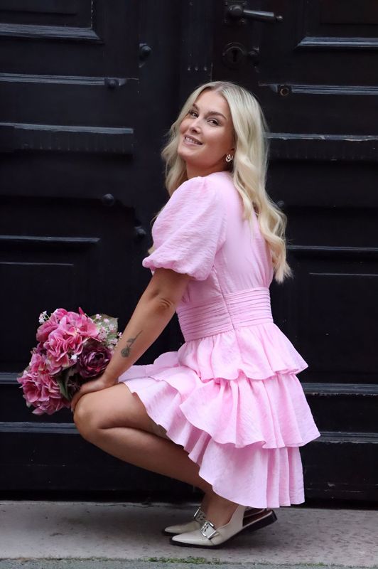 Vero Moda Vmlise  V-Hals Kort Kjole Rosa