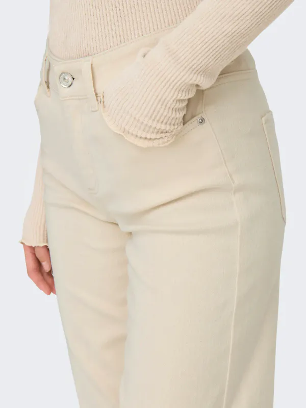 Only Onlblush Midwaist Straight Jeans 32 Ecru