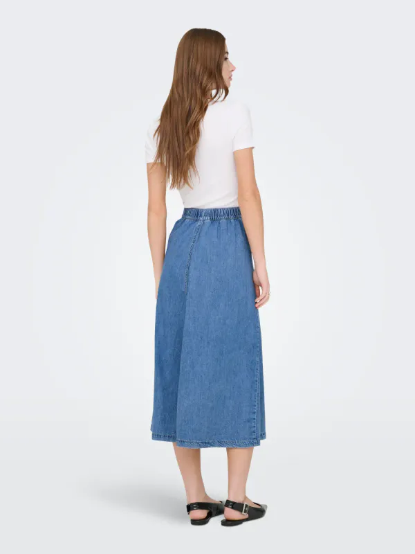 Only Onlnoemi Button Elastic Maxi Denim Skirt