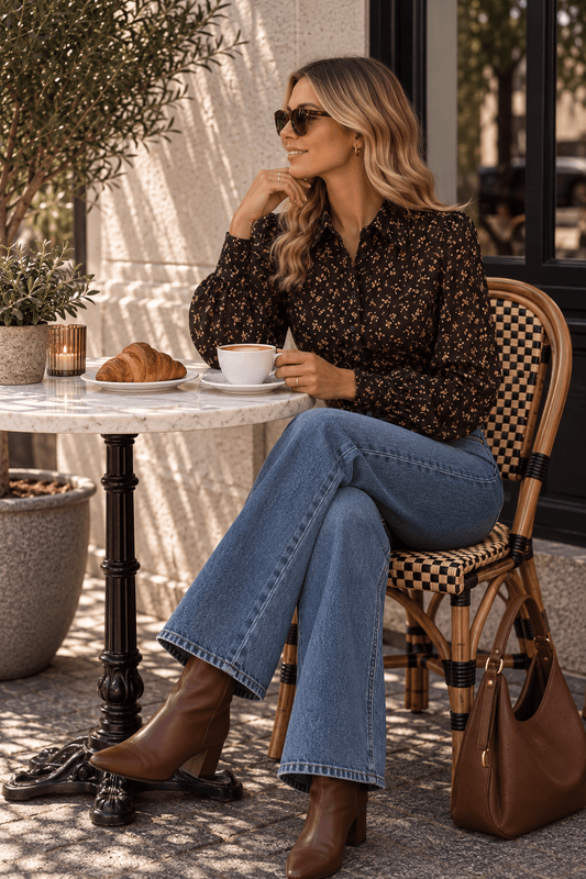 Aware Awnoelle Gul Blomstrete Skjorte Brun