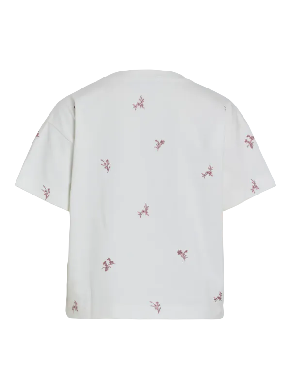 Vila Vimonie T-skjorte Broderte Burgunder Blomster