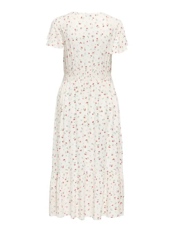 Only Onlmarianne Midi Kjole Småblomstret Rosa 