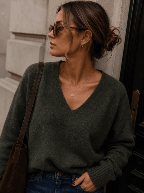Hovedbilde Only Onlrica V-Neck Strikkegenser Grønn
