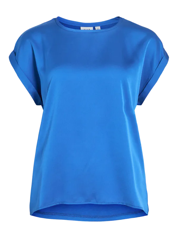 Vila Viellette Satin Top Kongeblå