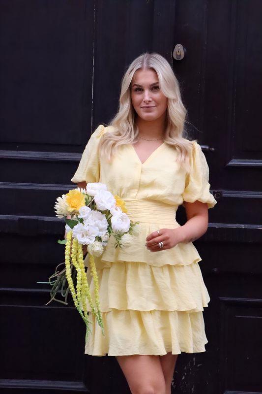 Vero Moda Vmlise  V-Hals Kort Kjole Gul