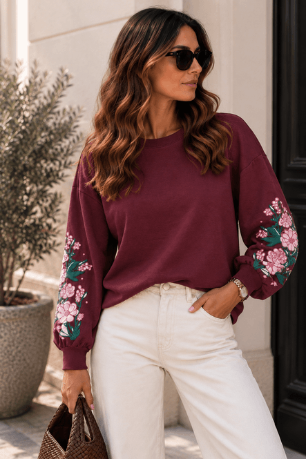Hovedbilde Only Onlbrooke Flower Sweatshirt Burgunder