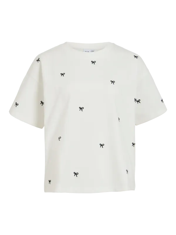 Vila Vimonie Bow T-skjorte Offwhite