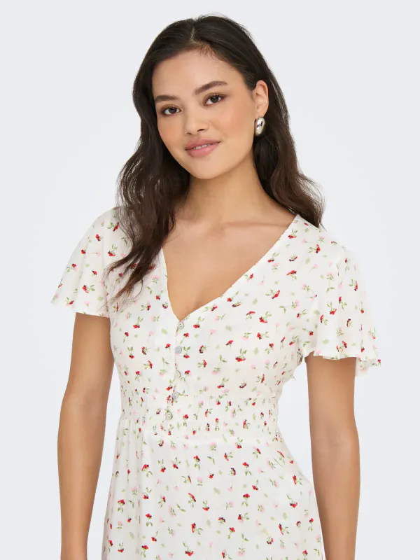 Only Onlmarianne Midi Kjole Småblomstret Rosa 