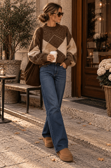 Hovedbilde Only Onlnoeme Argyle Ull Strikkegenser Brun/Beige