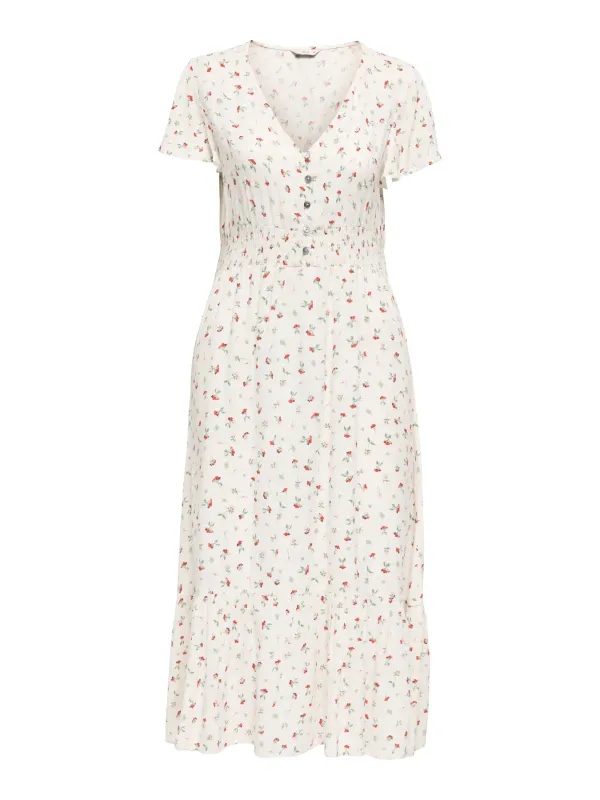 Only Onlmarianne Midi Kjole Småblomstret Rosa 