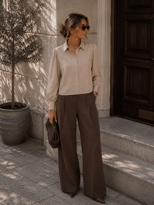 Vila Vienna Sateng Bluse Beige