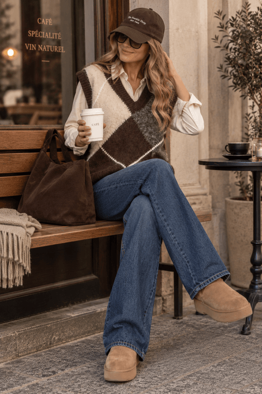 Freequent Fqgrslulu Argyle Strikkevest Brun/Beige