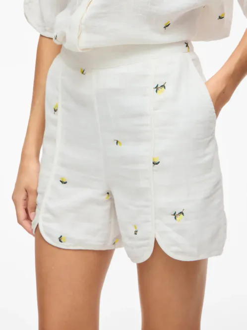 Hovedbilde Vila Vibrodera Shorts Broderte Sitroner