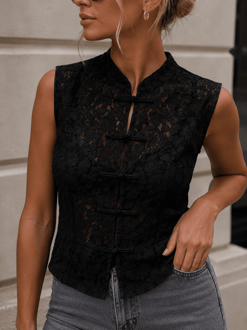 Hovedbilde Vero Moda Vmlace Mandarin Blondetopp Svart