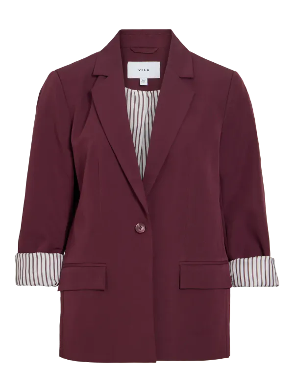 Vila Vibonnie Blazer Stripete Oppbrett Burgunder